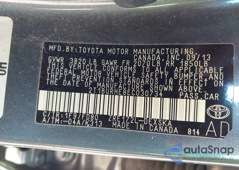2014 Toyota Corolla S Plus from USA, damaged, VIN 2T1BURHE8EC030734